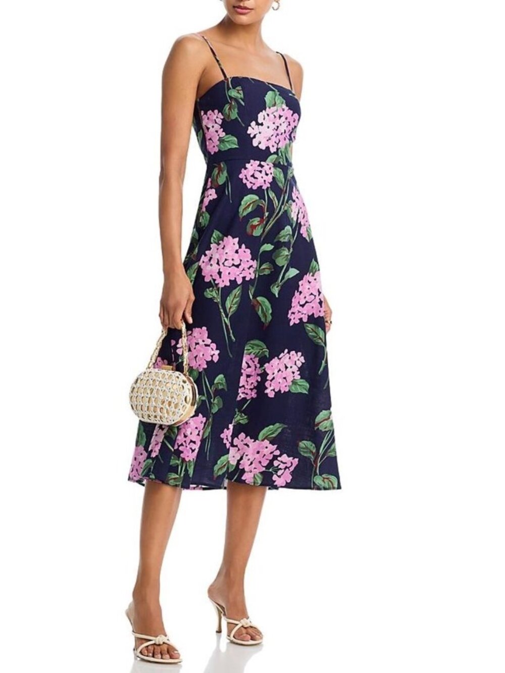 O.P.T. Khalani Linen Midi Dress Midnight Bloom Floral Size 2 Nwt